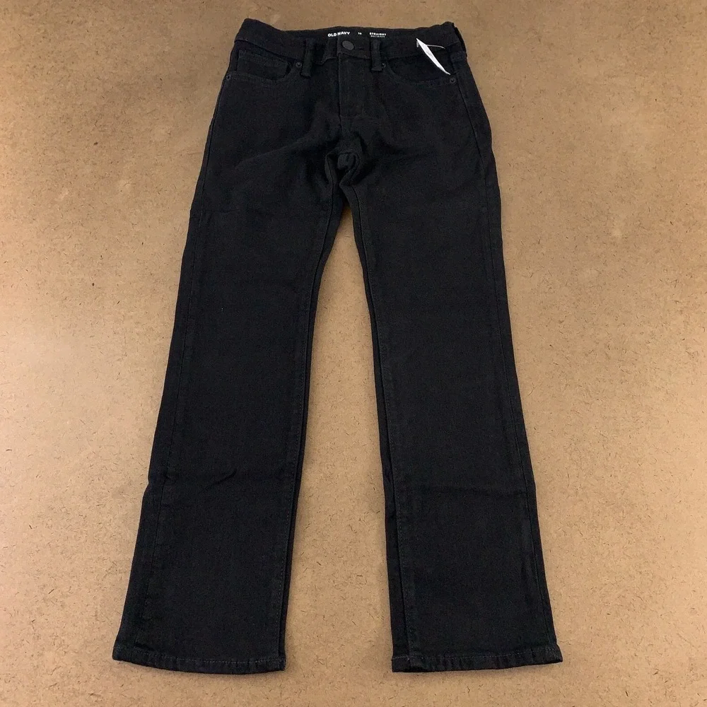 Old Navy Boys Size 10 Black Denim Straight Built-In Flex Jeans NWT